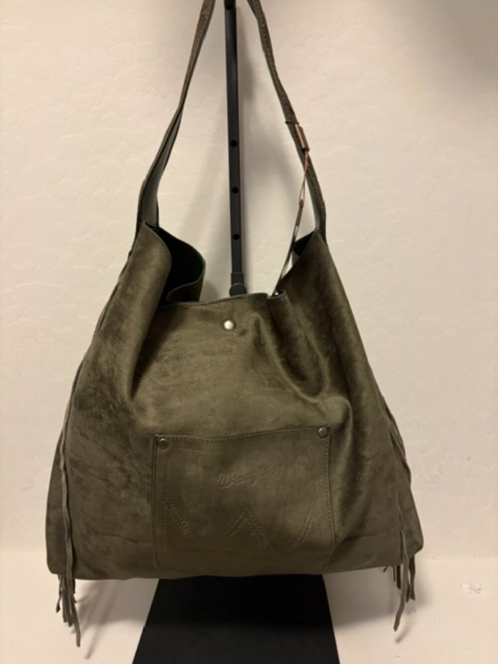 New Wrangler Fringe Floral Tooled Hobo Bag, Brown, NWT - Picture 3 of 4
